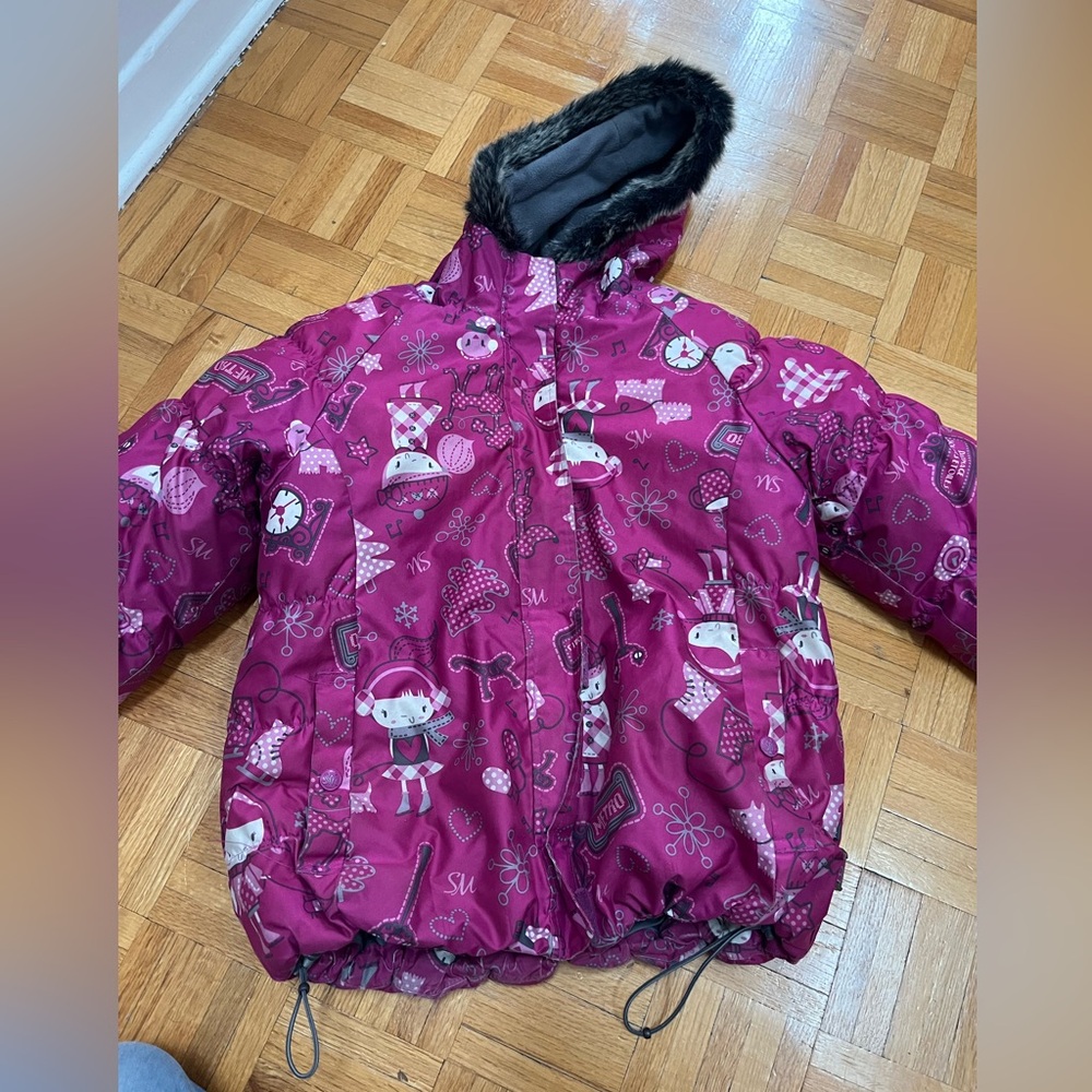Children's Fuchsia Patterned Puffer Jacket